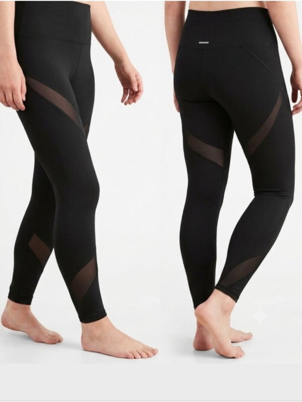 Aerie Chill Play Move Black Mesh Panel Leggings Womens Size Medium Gym Yoga
